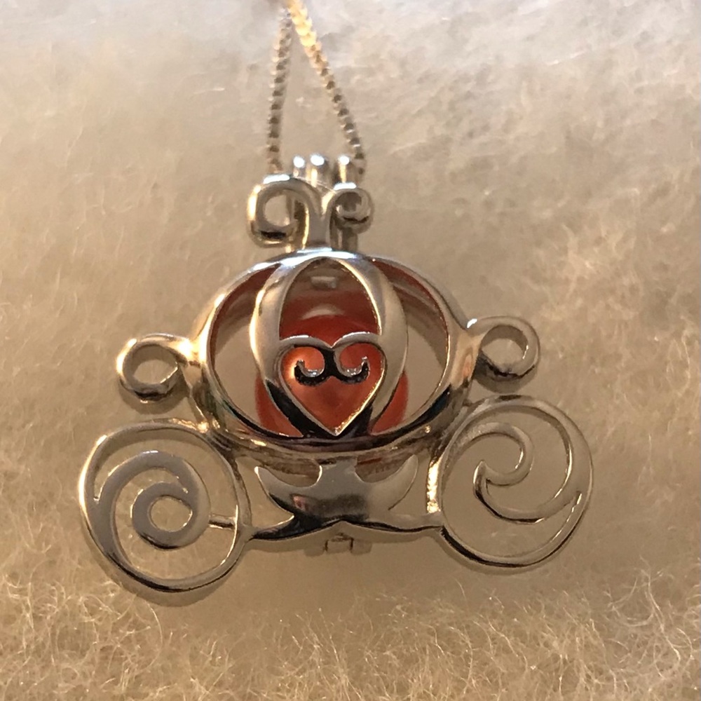 Sterling Silver Carriage cage pendant necklace
